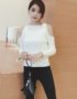 YA034 ÁO LEN DỆT KIM HỞ VAI