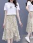 SB214 : Set bộ áo thun + Chân váy voan hoa bèo tầng mẫu mới