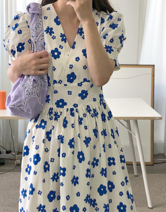 Tiela đầm váy hoa cúc xanh - daisybloom dress